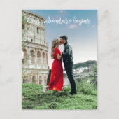 Ons avontuur begint met Honeymoon Weddenschap Beda Briefkaart (Voorkant)