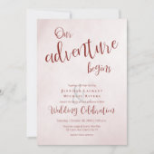 Ons avontuur begint met maroon calligrafie bruilof kaart (Voorkant)