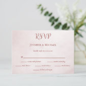 Ons avontuur begint met maroon calligrafie bruilof RSVP kaartje (Staand voorkant)