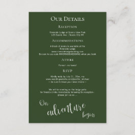 Ons avontuur begint met rustieke details van het b informatiekaartje