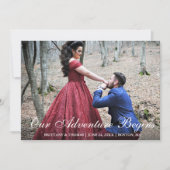 Ons avontuur begint met Verloving Couple Photo Aankondiging (Voorkant)