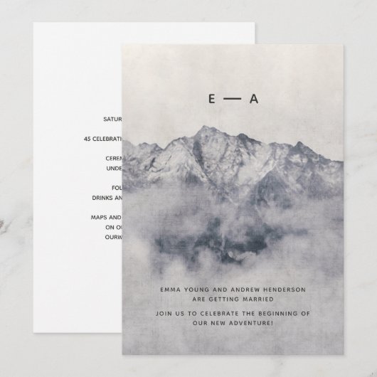 Ons avontuur begint Misty Mountain Pine Minimal Kaart (Voorkant / Achterkant)