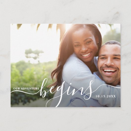 Ons avontuur begint | Modern Save the Date Photo Briefkaart (Voorkant)