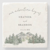 Ons avontuur begint Mountain bruiloft gunsten Stenen Onderzetter (Voorkant)