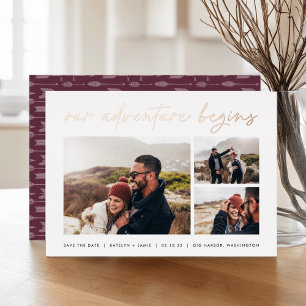 Ons Avontuur Begint Multi Foto Save The Date Folie Uitnodiging