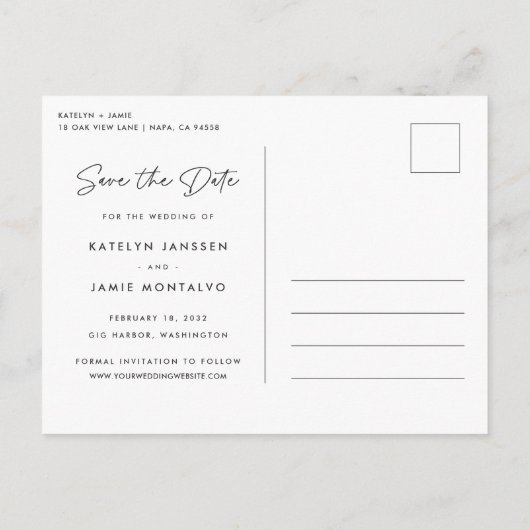 Ons avontuur begint | Multi-foto slaat de datum op Aankondigingskaart (Achterkant)