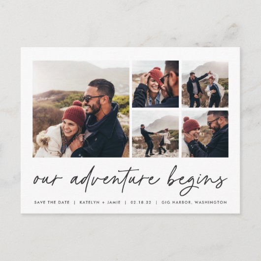 Ons avontuur begint | Multi-foto slaat de datum op Aankondigingskaart (Voorkant)
