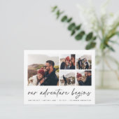Ons avontuur begint | Multi-foto slaat de datum op Aankondigingskaart (Staand voorkant)