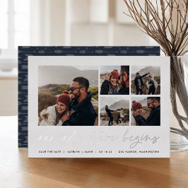 Ons avontuur begint | Multi-foto slaat de datum op Folie Uitnodiging