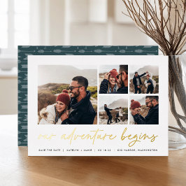 Ons avontuur begint | Multi-foto slaat de datum op Folie Uitnodiging