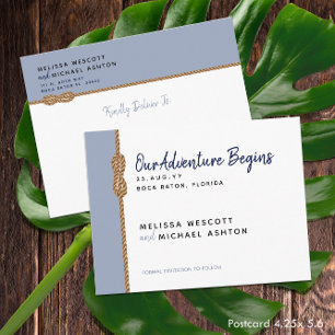 Ons avontuur begint Navy Nautical Save the Date Aankondigingskaart