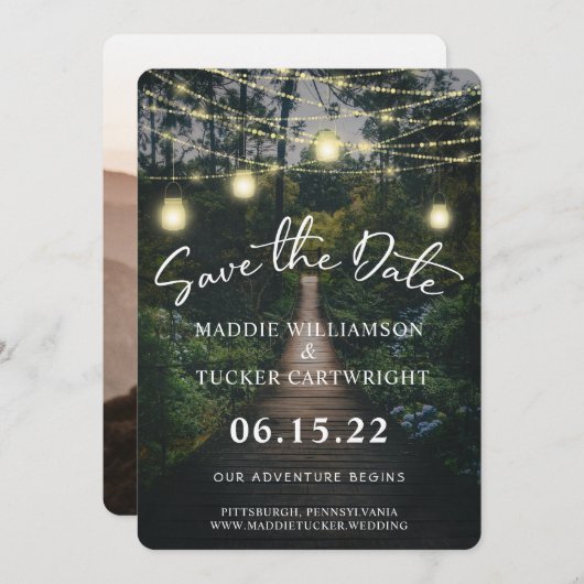 Ons avontuur begint | Robuust bos op datum Kaart (Voorkant / Achterkant)