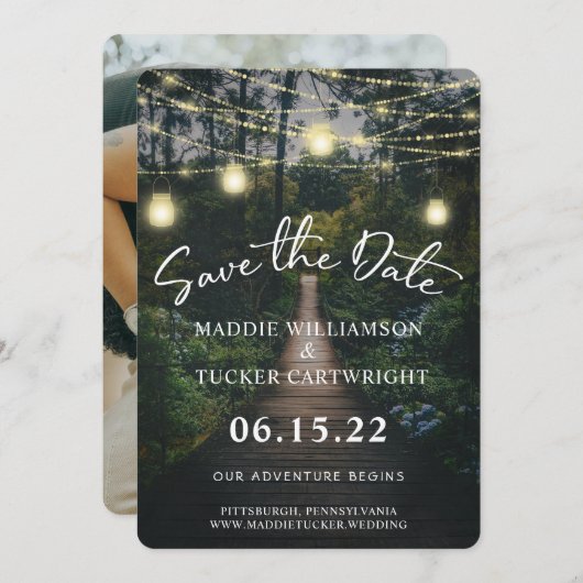 Ons avontuur begint | Robuust bos op datum Kaart (Voorkant / Achterkant)