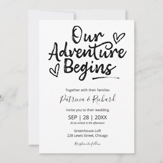 Ons avontuur begint rustieke bruiloft uitnodiging (Voorkant)