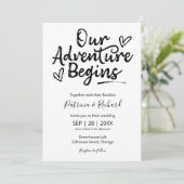 Ons avontuur begint rustieke bruiloft uitnodiging (Staand voorkant)