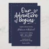 Ons avontuur begint rustieke bruiloft uitnodiging (Voorkant / Achterkant)