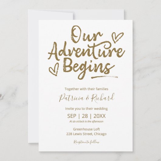 Ons avontuur begint rustieke bruiloft uitnodiging (Voorkant)