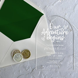 Ons Avontuur Begint Rustieke Chic Bruiloft Acryl Uitnodigingen