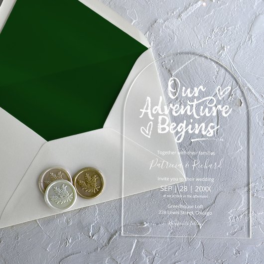 Ons Avontuur Begint Rustieke Chic Bruiloft Acryl Uitnodigingen