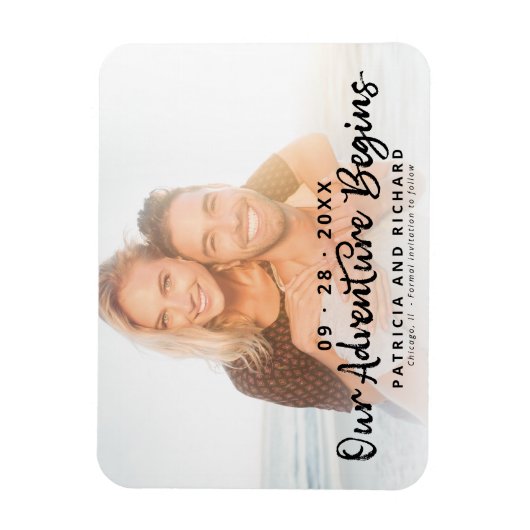 Ons avontuur begint sparen de Datum Foto Magneet (Verticaal)