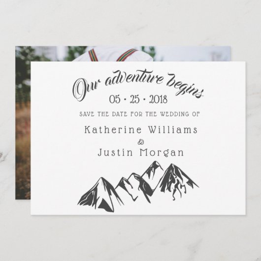 Ons avontuur begint ⎥ sparen de Datum Fotokaart (Voorkant / Achterkant)