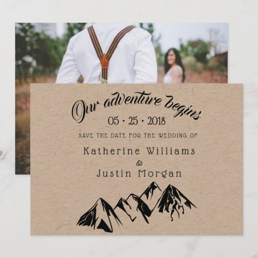 Ons avontuur begint ⎥ sparen de Datum Fotokaart (Voorkant / Achterkant)