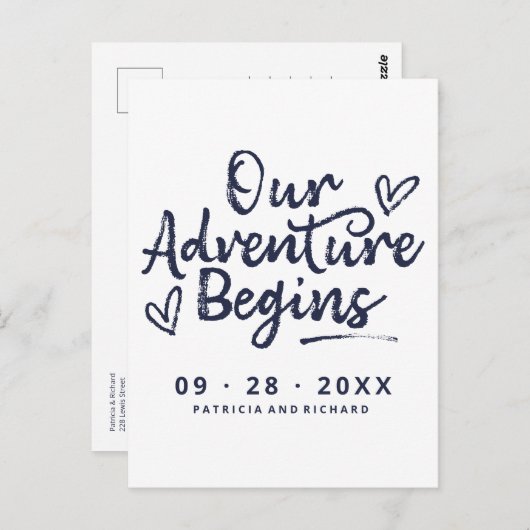 Ons avontuur begint sparen de Datum niet Foto Briefkaart (Voorkant / Achterkant)