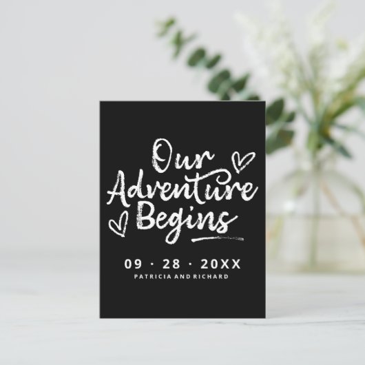 Ons avontuur begint sparen de Datum niet Foto Briefkaart (Staand voorkant)