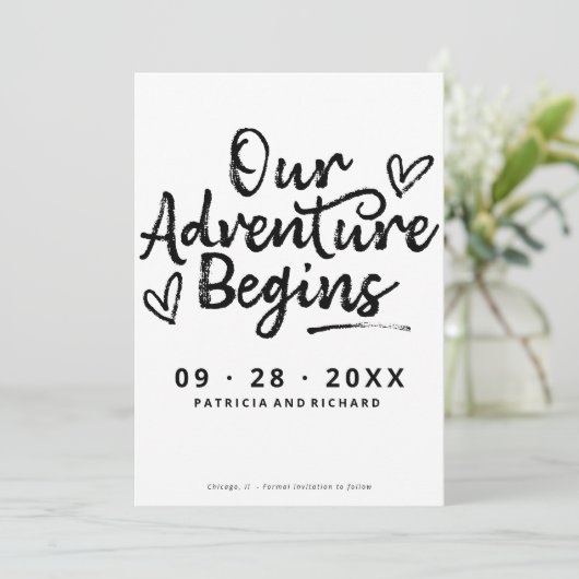 Ons avontuur begint sparen de Datum niet Foto Kaart (Staand voorkant)