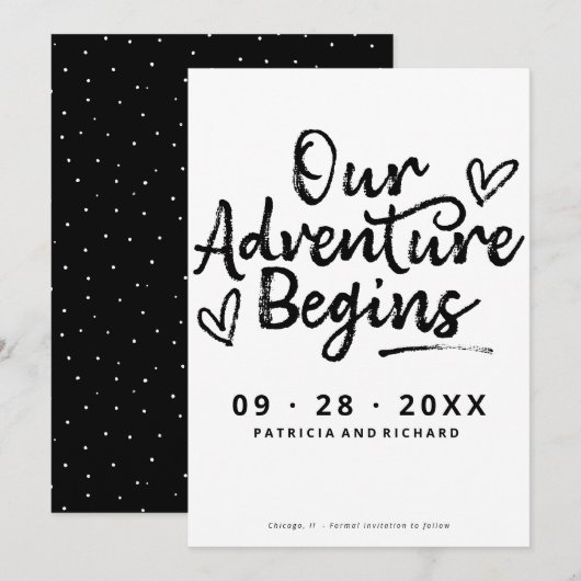 Ons avontuur begint sparen de Datum niet Foto Kaart (Voorkant / Achterkant)