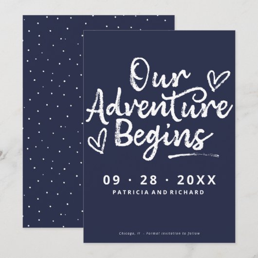 Ons avontuur begint sparen de Datum niet Foto Kaart (Voorkant / Achterkant)