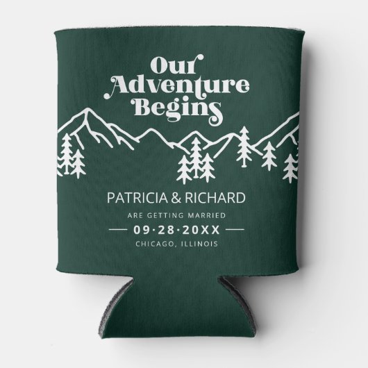 Ons avontuur begint te redden de datum bos groen blikjeskoeler (Voorkant)