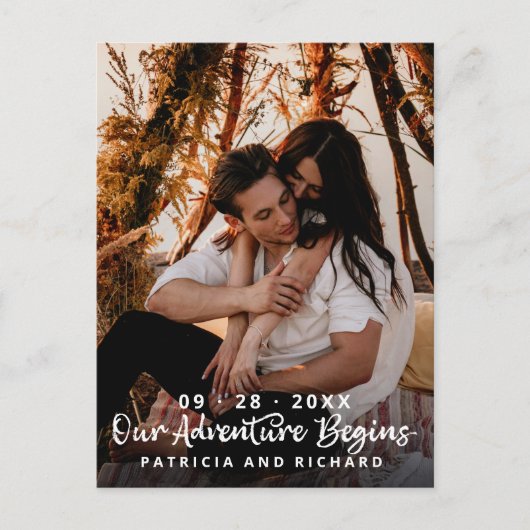 Ons avontuur begint te trouwen en bespaart de datu briefkaart (Voorkant)