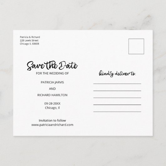 Ons avontuur begint te trouwen en bespaart de datu briefkaart (Achterkant)