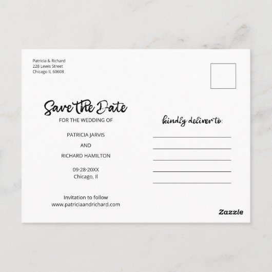 Ons avontuur begint te trouwen en bespaart de datu briefkaart (Achterkant)