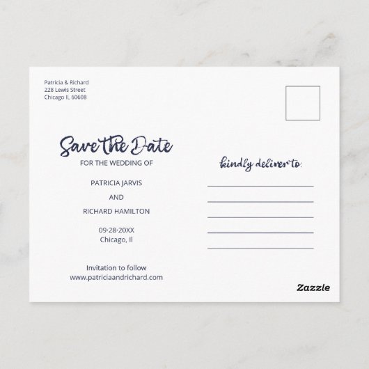 Ons avontuur begint te trouwen en bespaart de datu briefkaart (Achterkant)