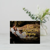 Ons avontuur begint te trouwen en bespaart de datu folie feestdagen briefkaart (Staand Voorkant)