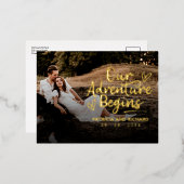 Ons avontuur begint te trouwen en bespaart de datu folie feestdagen briefkaart (Voorkant / Achterkant)