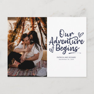 Ons Avontuur Begint Trouw Save The Date Foto Briefkaart
