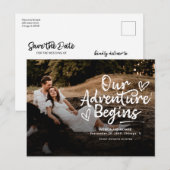 Ons Avontuur Begint Trouw Save The Date Foto Briefkaart (Voorkant / Achterkant)