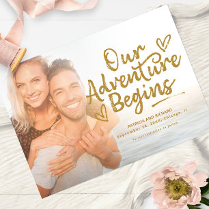 Ons Avontuur Begint Trouw Save The Date Foto Kaart