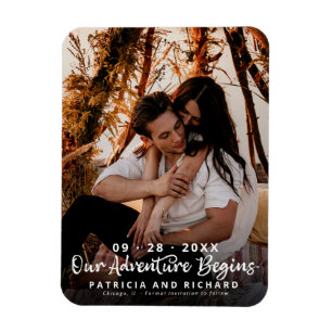 Ons Avontuur Begint Trouw Save The Date Foto Magneet