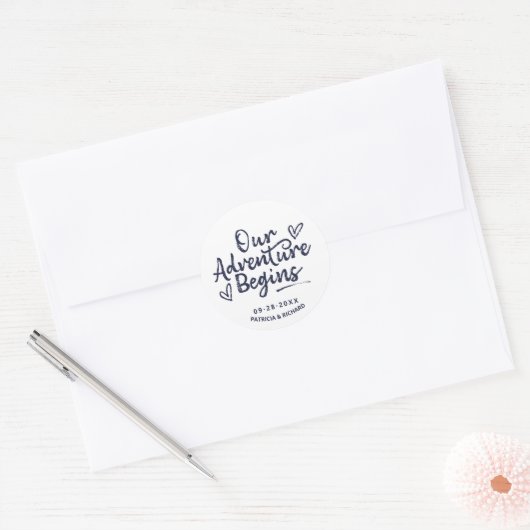 Ons Avontuur Begint Trouw Save The Date Ronde Sticker (Envelop)