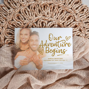 Ons Avontuur Begint Trouwfoto Save the Date Kaart