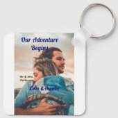 Ons avontuur begint voeg foto toe liefde & dank sleutelhanger (Achterkant)
