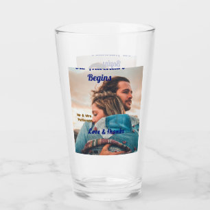 Ons avontuur begint voeg koppel foto liefde & dank glas