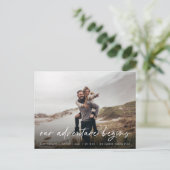 Ons avontuur begint | Volledige foto slaat de datu Aankondigingskaart (Staand voorkant)