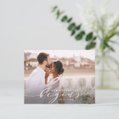 Ons avontuur begint | Weddenfoto slaat de datum op Briefkaart (Staand voorkant)