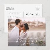 Ons avontuur begint | Weddenfoto slaat de datum op Briefkaart (Voorkant / Achterkant)