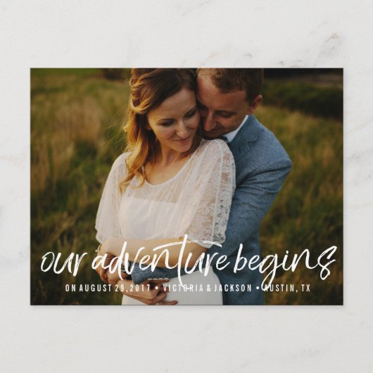 Ons avontuur Save the Date Foto WIT Aankondigingskaart (Voorkant)